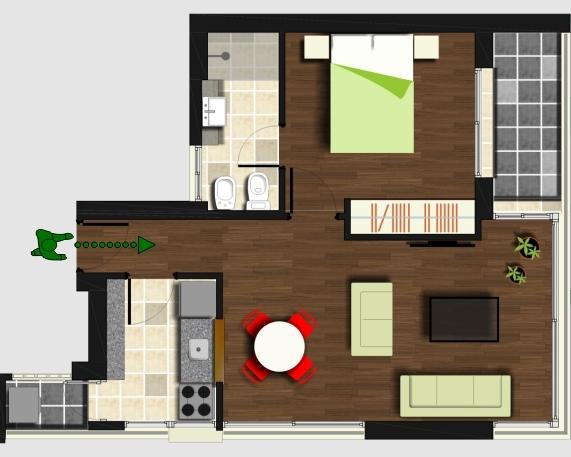 Excelente apto 1 dorm - 2 tzas