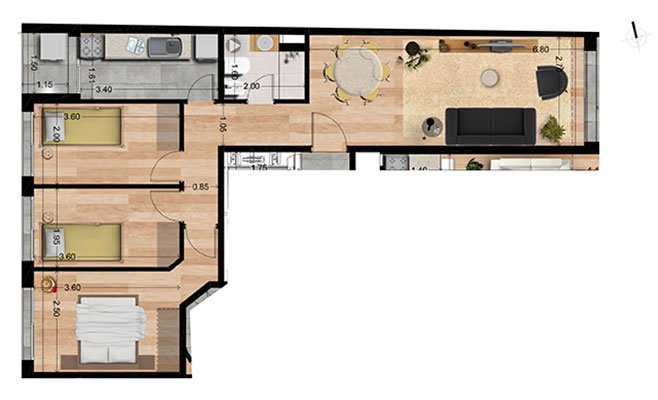 Apto 3 Dorm con renta