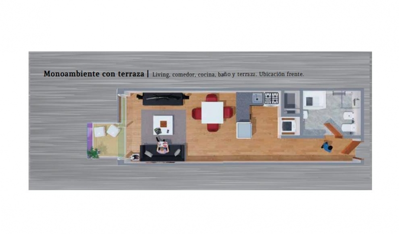 Monoambiente con terraza