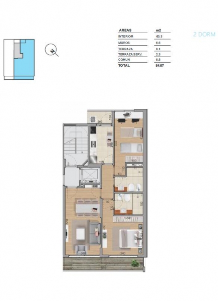 2 Dorm. En Pocitos