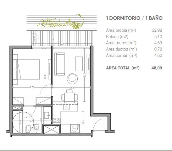 1 Dorm. En Oferta! Piso Alto