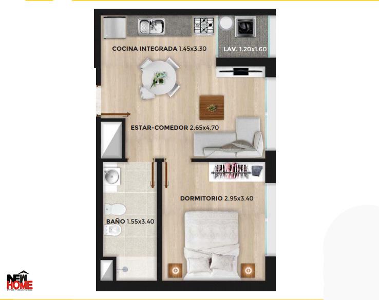 Apto 1 Dorm. en Cordon
