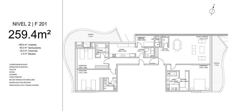Hermoso apto 3 Dorm y Serv