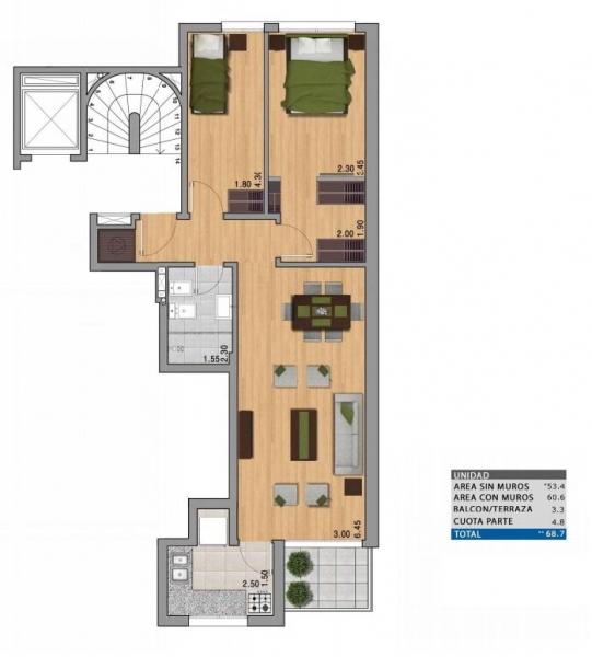 Apto 2 Dorm a estrenar