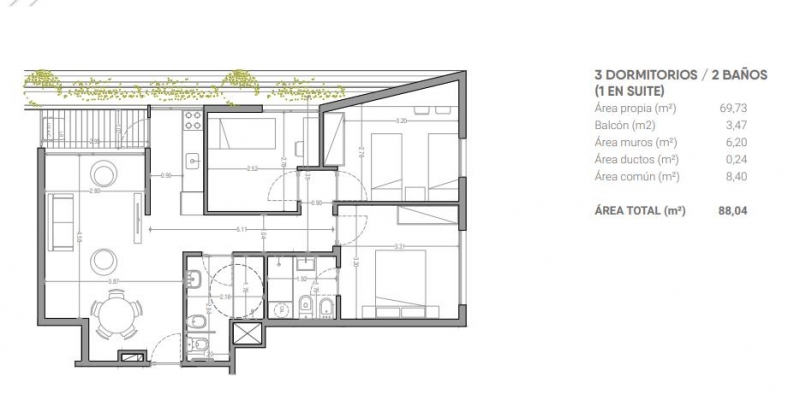 Apto de 3 dorm estreno