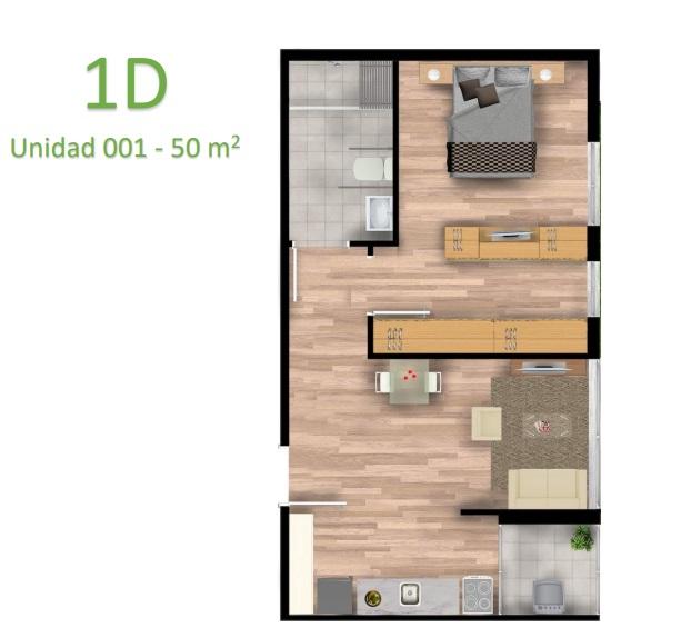 Apto 1 Dorm en Venta