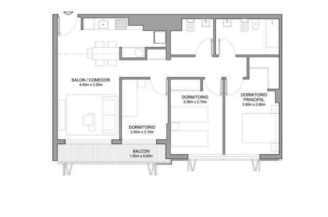 3 Dorm en Centro