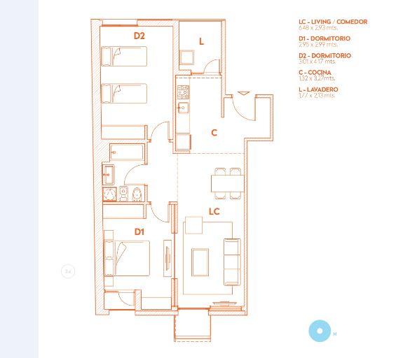2 dorm en centro