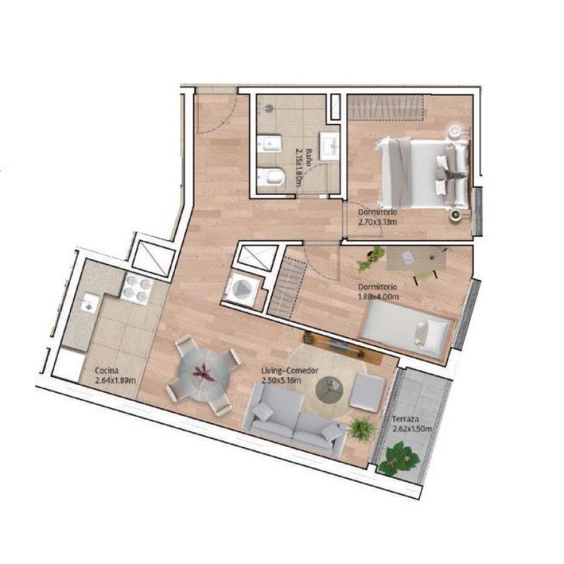 2 dorm en Tres Cruces