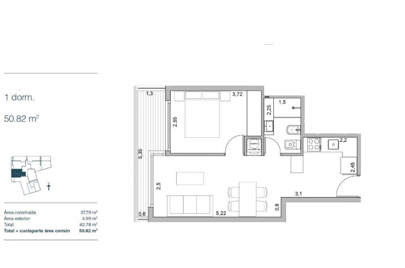 1 dorm en Tres Cruces