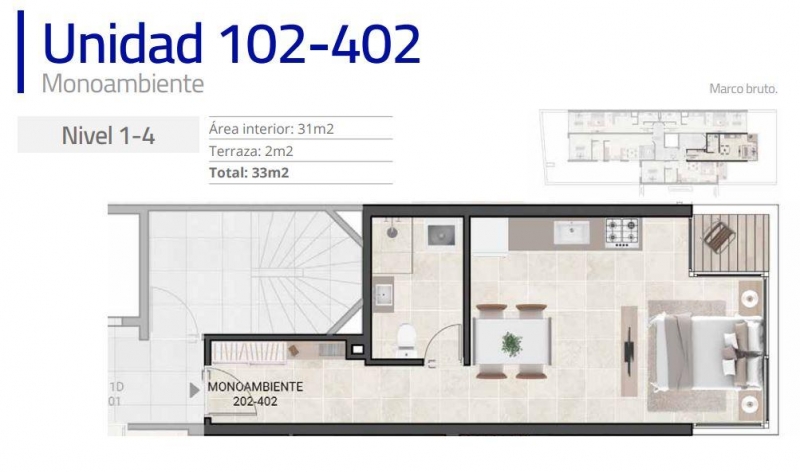 Monoambiente a estrenar