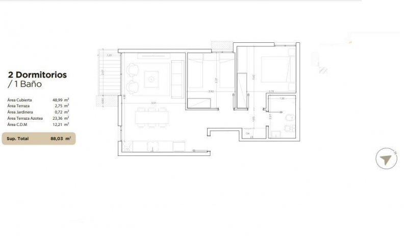 2 dorm en construccion