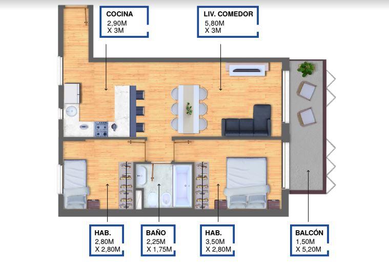 2 dorm con renta