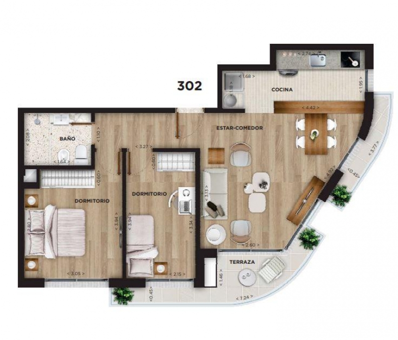 2 dorm con garage
