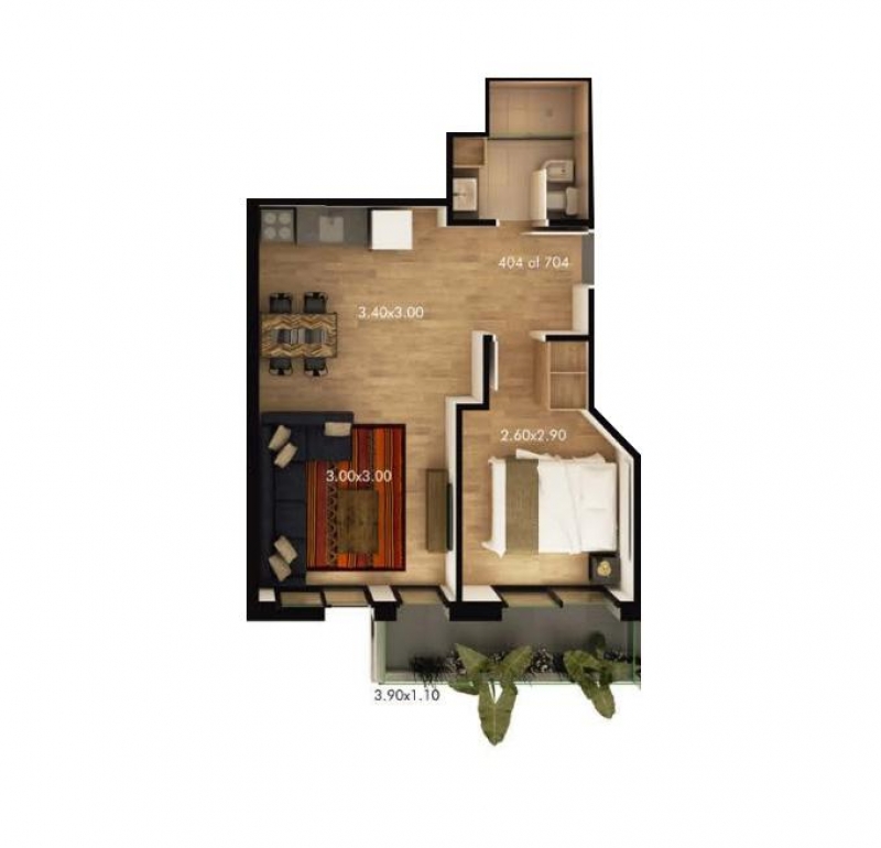 1 dorm en construccion