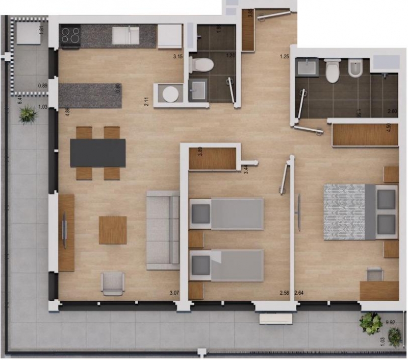 2 dorm en pocitos