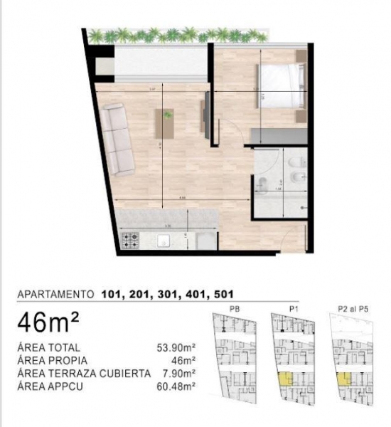1 dorm en construccion