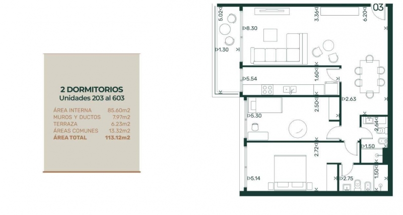 2 dorm en construccion