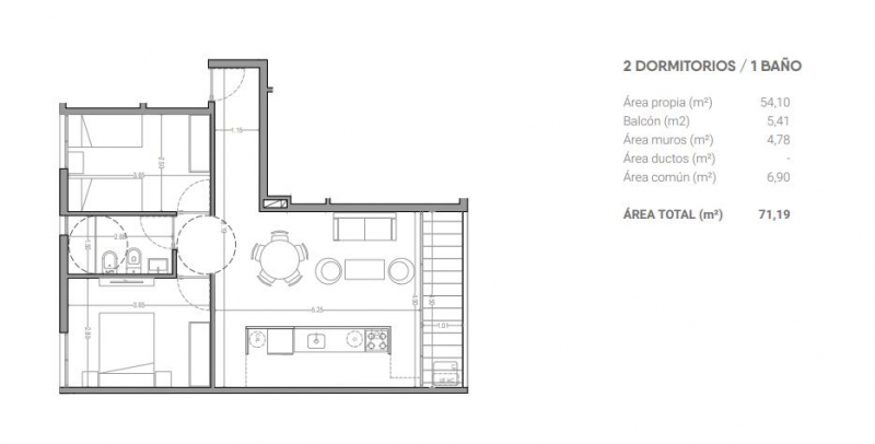 2 dorm en Aguada