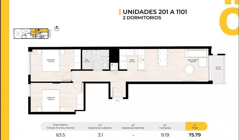 2 dormitorios en construccion