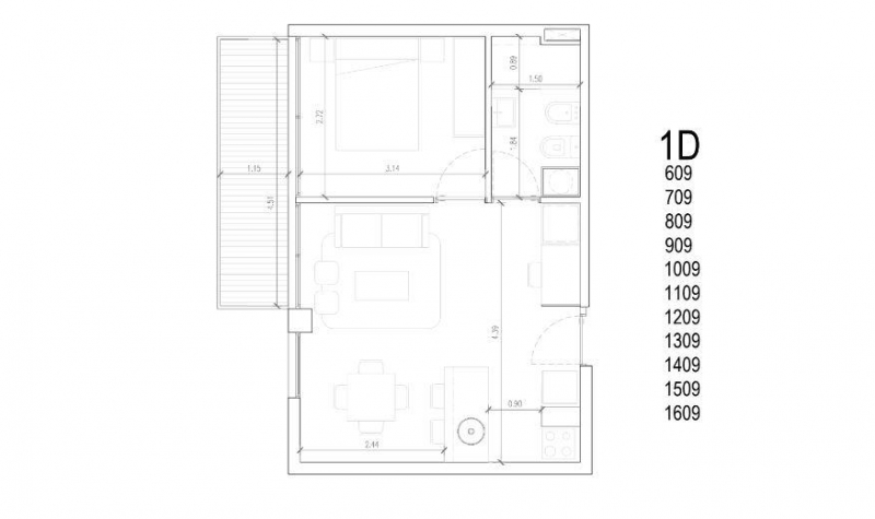 1 dorm en construccion