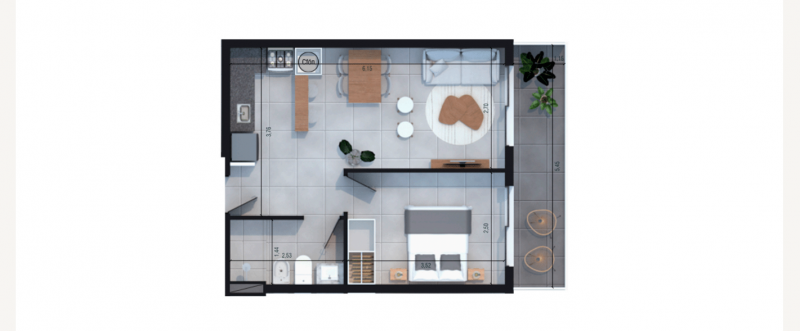 1 dorm en construccion