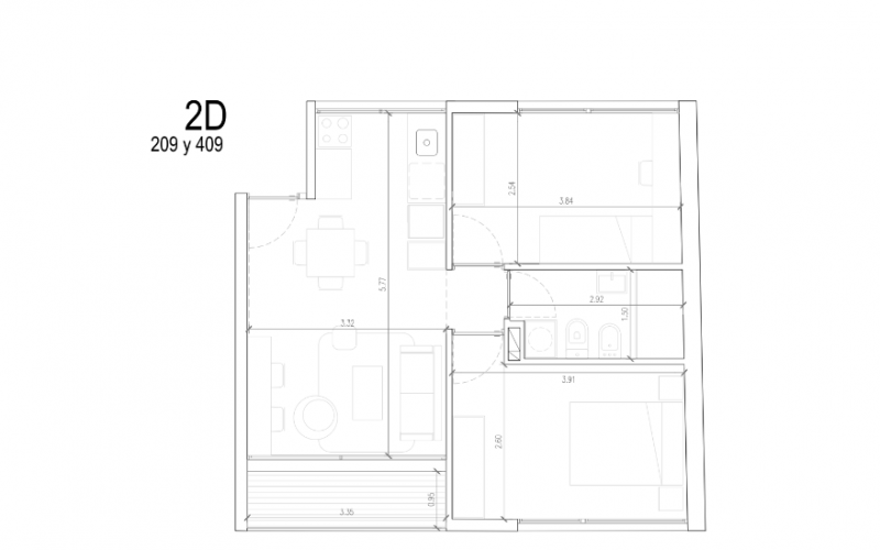2 dorm en construccion