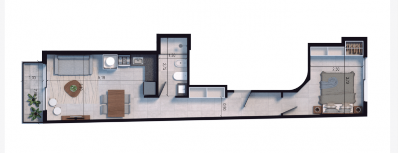1 dorm en construccion