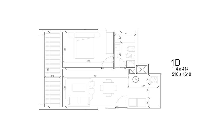 1 dormitorio en construccion