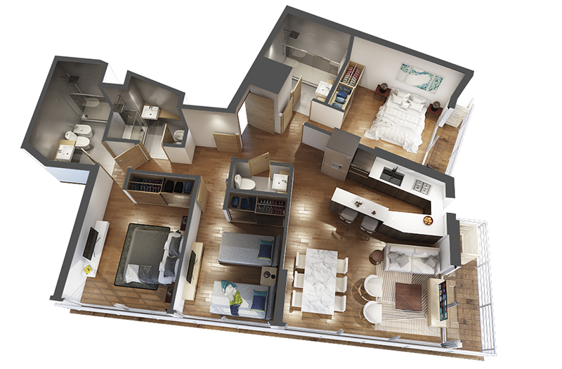 3 dorm en gran edificio